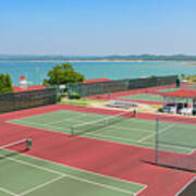 Tennis Courts On Little Traverse Bay Poster