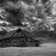 Teton Barn Under The Sky Poster