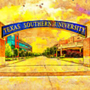 Texas Southern University In Houston, Texas - Digital Painting Poster