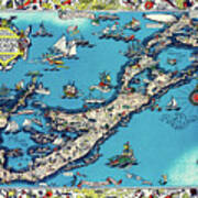 The Bermuda Islands Vintage Pictorial Map 1930 Poster