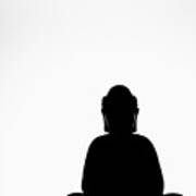 The Buddha In Meditation - Vertical Black And White Minimalist Photography Poster