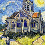The Church At Auvers On A Starry Night - Digital Recreation Poster