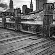 The Cleveland Skyline From Heritage Park - Black And White Poster