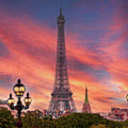 The Eiffel Tower Painted By A Glorious Parisian Sunset Poster