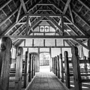 The Interior Of Fort James' Anglican Church - Oil Painting Style - Black And White Poster