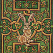 The Legend Of Hare Terra. Illuminated Book Cover. Emerald Poster