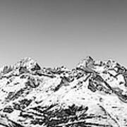 The Matterhorn And Swiss Mountains Panorama Bw Poster