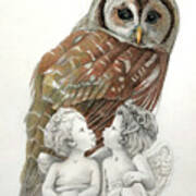The Owl-guardian Or Predator Poster