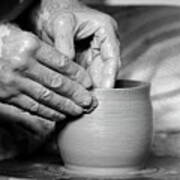 The Potter's Hands Bw Poster