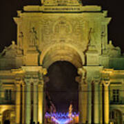 The Rua Augusta Arch At Night In Lisbon Poster