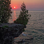The Sentinel Cedar -  The Iconic  Cedar Watching Over Lake Michigan At Cave Point 2 - Door County Wi Poster
