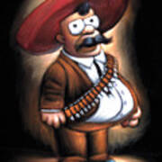 The Simpsons Mexican Homer As Zapata With Sombrero And Bandolier Poster