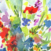 The Splash Of Summer Colors Abstract Flowers Contemporary Watercolor Art Iii Poster