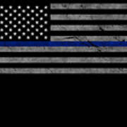 Thin Blue Line Us Flag Poster