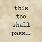 This Too Shall Pass - Abraham Lincoln Quote - Literature - Typewriter Print - Vintage Poster