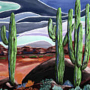 Three Saguaros Poster