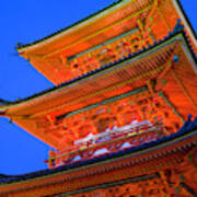 Three-storied Pagoda Of Kiyomizu-dera Temple At Dusk Poster