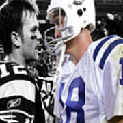 Tom Brady And Peyton Manning Face Off Poster