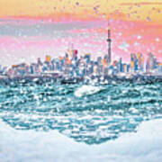 Toronto Skyline Icy Splashes Poster
