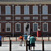 Tourists Photographing Statue Of George Washington Poster