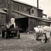Tractors Outside Cotton Gin In Mississippi Poster