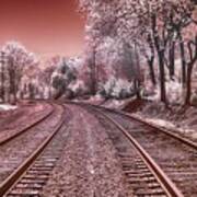 Train Tracks In Culpeper - Infrared Sepia Poster