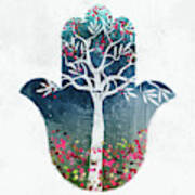 Tree Of Life Hamsa Colorful- Art By Linda Woods Poster