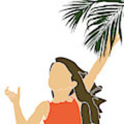 Tropical Reverie 20 - Modern, Minimal Illustration - Girl And Palm Leaves - Aesthetic Tropical Vibes Poster