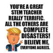 Trump Stem Teacher Funny Gift For Stem Teacher Coworker Gag Great Terrific President Fan Potus Quote Office Joke Poster