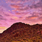 Tucson Mountains Sunset And Moon Poster