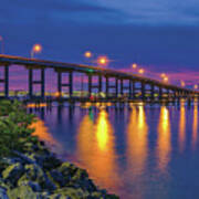 Twilight Over Fort Pierce South Bridge A Serene View Of The Waterway Poster