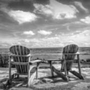Two Chairs Under A Big Sky In Black And White Poster