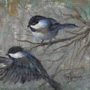 Two Chickadees Poster