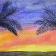 Two Palm Trees At Sunset Poster