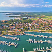 Umag. Aerial View Of Sailing Marina And Beautiful Coastlne In Um Poster