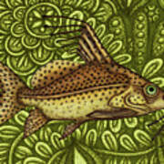 Upsidedown Catfish Floral Tapestry Poster