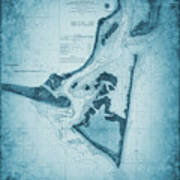 Us Coast Survey Chart Map Of Cape Fear River North Carolina 1866 Blue Poster
