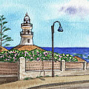 Valencia Spain Lighthouse Faro De Cullera Watercolor Poster