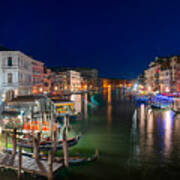Venice By Night View From Rialto Poster