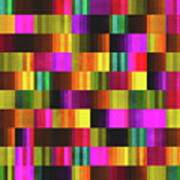 Vibrant 70s Glitch Pattern - Yellow And Violet Poster