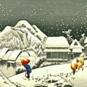 Village In Snow, Japan Art Poster