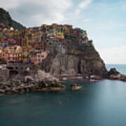 Village Of Manarola With Colourful Houses At The Edge Of The Cliff Riomaggiore, Cinque Terre, Liguria, Italy Poster