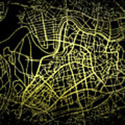Vilnius Map In Gold And Black Poster