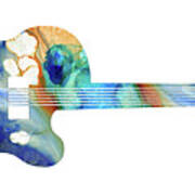 Vintage Guitar - Colorful Abstract Musical Instrument Poster