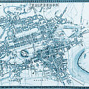 Vintage Map Edinburgh Scotland 1855 Shades Of Blue Poster