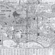 Vintage Street Map Greater Vancouver Canada 1928 Black And White Poster