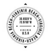 Virginia Beach, Virginia, Usa - 1 - City Coordinates Typography Print - Classic, Minimal Poster