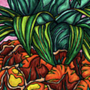 Vivid Pineapple Painting, Exotic Summer Fruit Poster