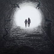 Walking Through The Darkness Towards The Light Poster