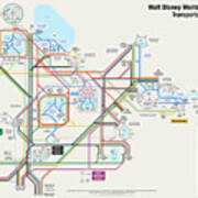 Walt Disney World Resort Transportation Map Poster